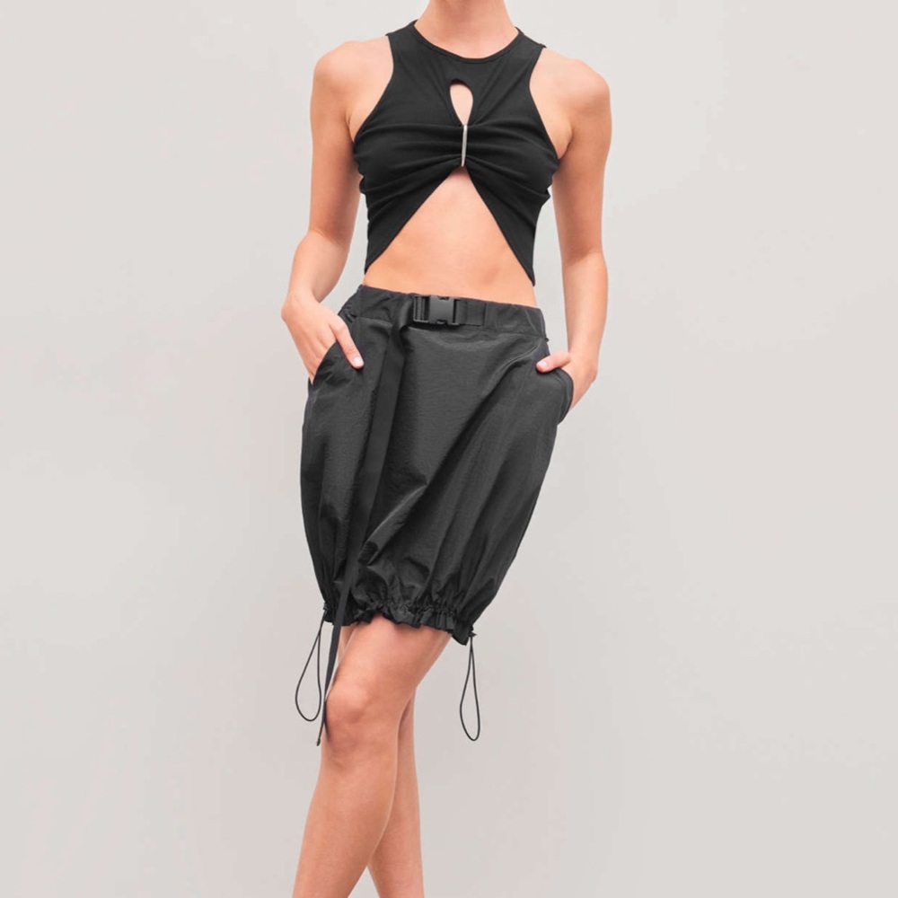 Cider Black Mini Drawstring Cargo Buckle Skirt